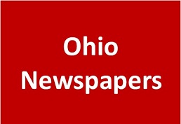 Ohio Newspapers, white text on red background