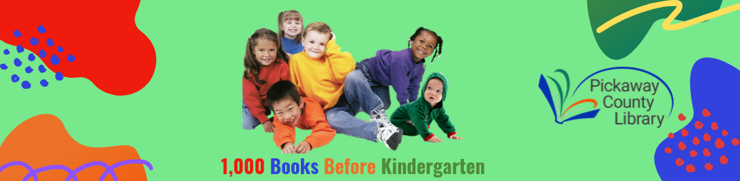 Preschool children on floor, promoting 1,000 Books Before Kindergarten