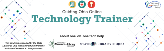 Guiding Ohio Online logo Technology Trainer Appointment Information with colorful abstract graphics 